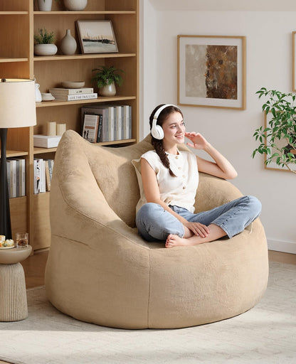 Relefree 70.9" Oversized Bean Bag Chairs for Adults,Loveseat Sofa,Plush Modern Boneless Loveseat,Bean Bag Couch for Reading,Mini Small Couches for Living Room, Office,Bedroom,Apartment,Latte Brown