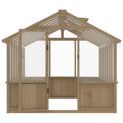 BlueWish 8x16FT Wood Greenhouse, Greenhouses with Cedar Frame, 6MM Thick Polycarbonate Panel, Wooden Green House with Adjustable Vent, Greenhouse for Outdoor, Patio, Garden, Backyard