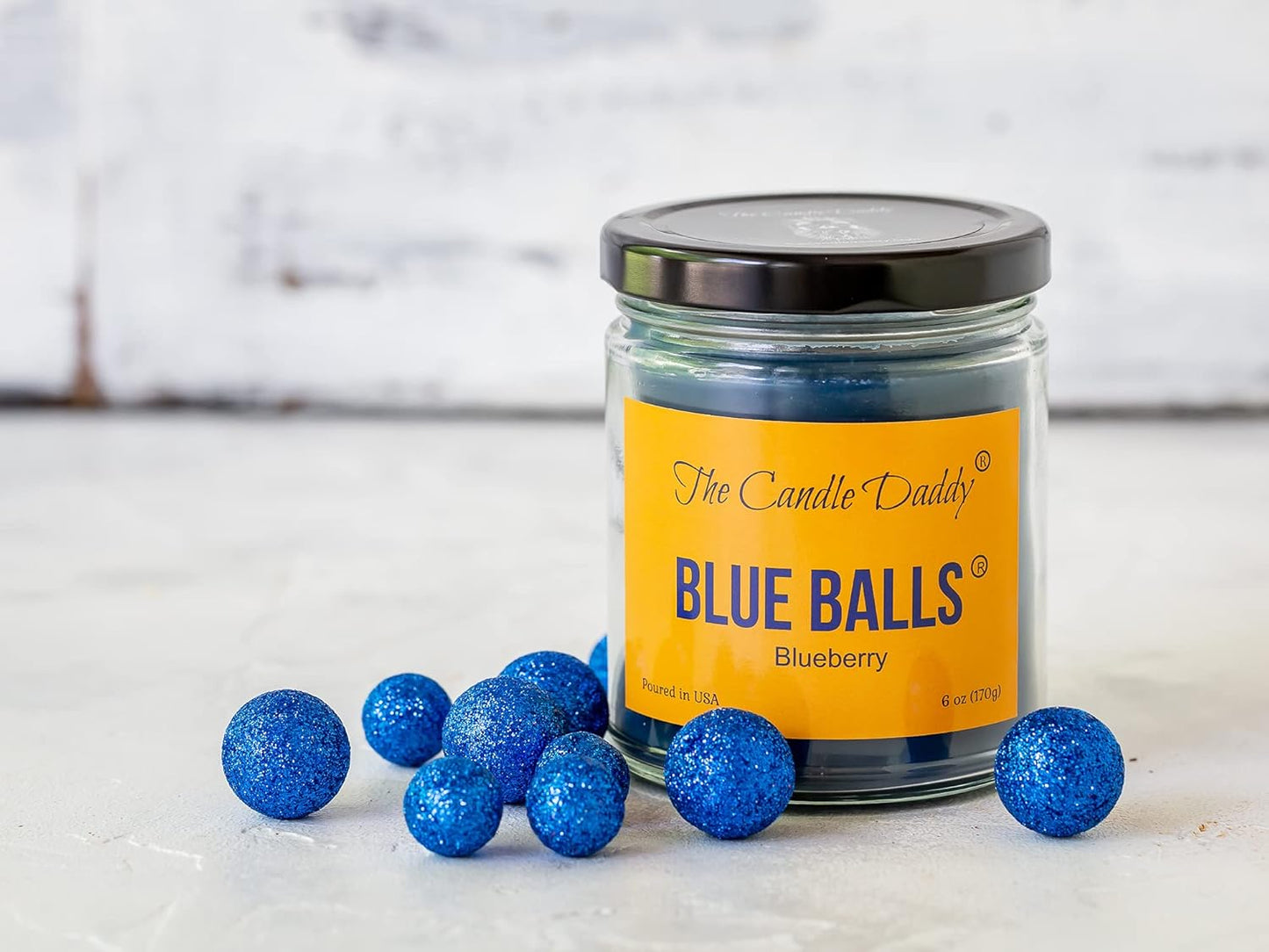 Blue Balls - Blueberry Scented Candle - Funny 6 Ounce Jar Candle