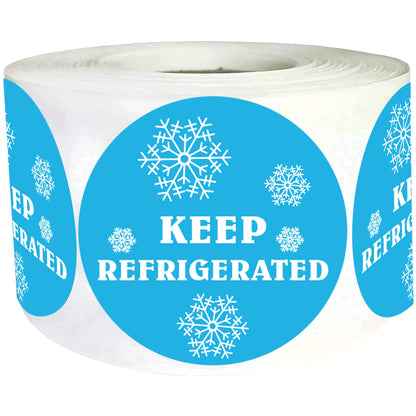 wootile Keep Refrigerated Stickers Waterproof 1.5 Inch Fluorescent Round Dots Blue Keep REFRIGERATED Food Packaging Warning Labels for Pharmacy, Drug Stores,Warning Labels,Health clinics,Drink 500Pcs