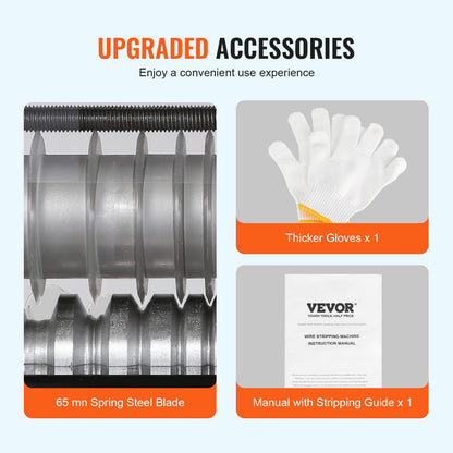 VEVOR Electric Wire Stripping Machine, 0.06''-0.98'' Automatic Wire Stripper Machine, 60 W, Wire Strip with Visible Stripping Depth Reference, 6 Round & 1 Flat Channels Electric Wire Stripper