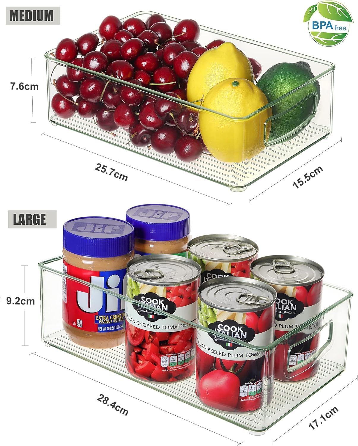 Heyuzb Set of 8 Clear Fridge Organizer Bins, Stackable Refrigerator Organizers and Storage for Fridge, Freezer, Pantry, BPA Free