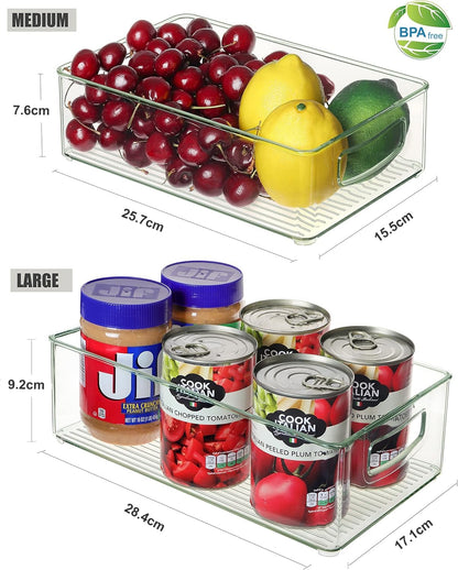 Heyuzb Set of 8 Clear Fridge Organizer Bins, Stackable Refrigerator Organizers and Storage for Fridge, Freezer, Pantry, BPA Free