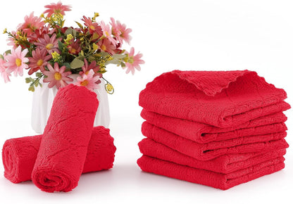 12 Pack (10 10 Inches, Homaxy Kitchen Dish Cloths x Red), Super Soft and Absorbent Coral Velvet Dish Towels, Nonstick