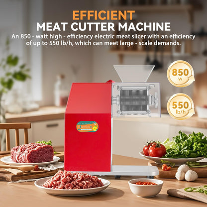 Newhai 850W Meat Cutter Machine, Commercial Meat Cutting Machine 5mm/0.2inch Heavy Duty, Stainless Steel Meat Slicer Shredder Restaurant, for Boneless Meat Soft Vegetables