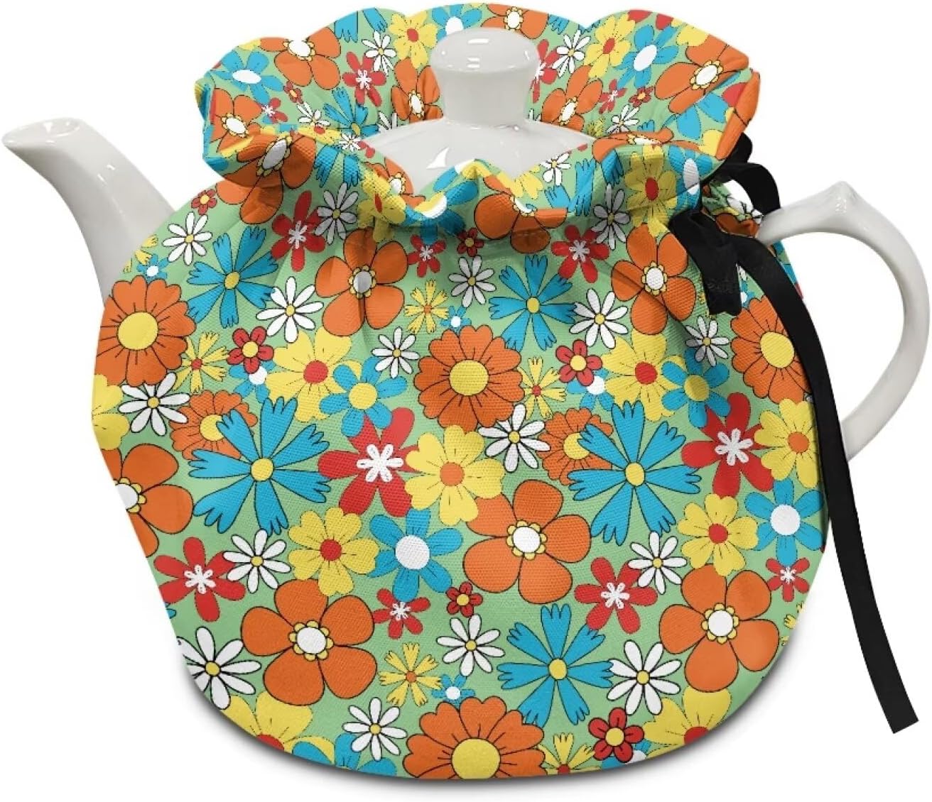 Hippie Flower Tea Cozy for Teapot - Heat Resistant Kettle Dust Cover for Standard Size Teapots