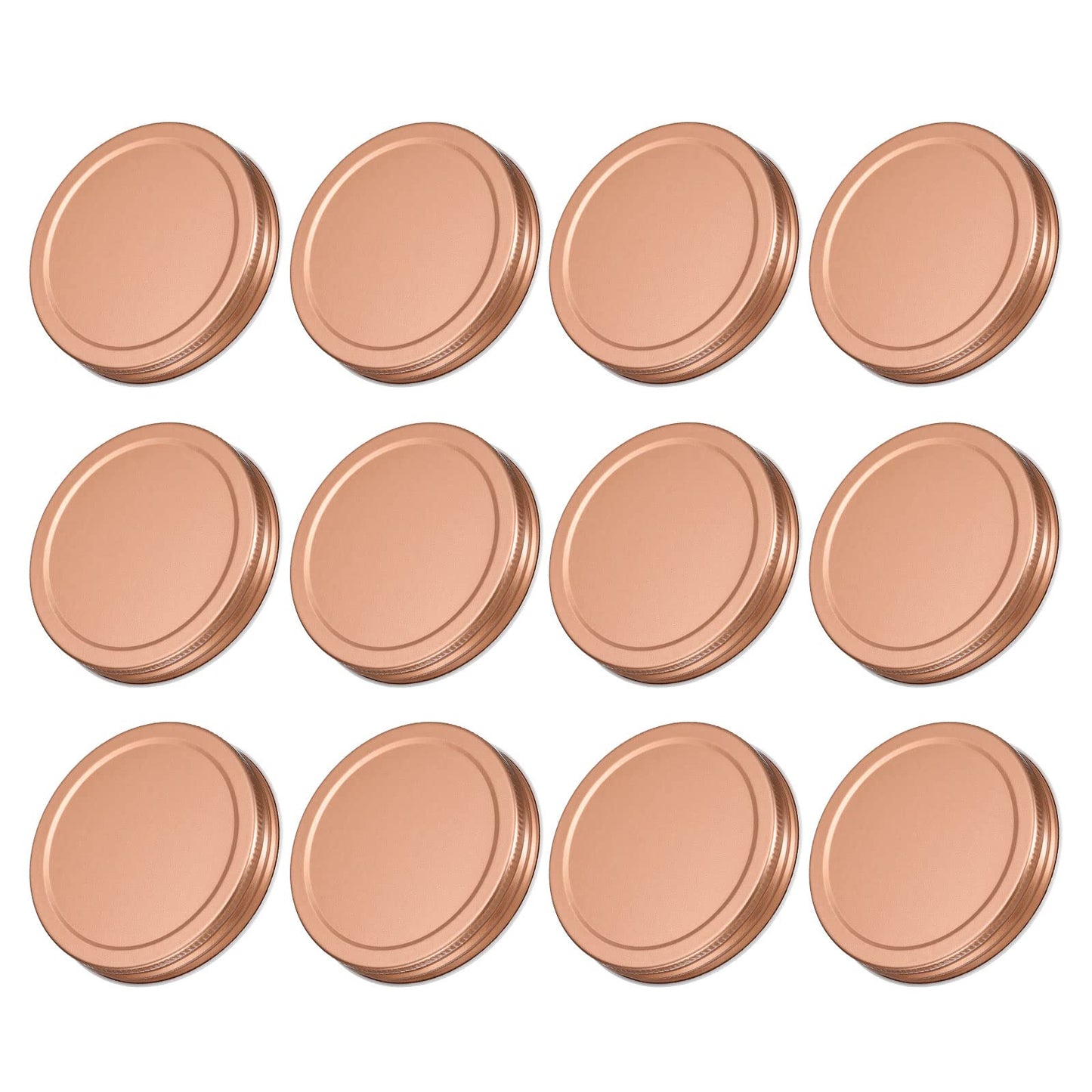uxcell Mason Jar Lids, 86mm/3.39" Wide Mouth Tin Plate Caps Leak Proof for Canning Jars Kitchen Storage, (Rose Gold 12Pcs)