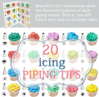 Skiennix Piping Bags and Tips Set - 100PCS Disposable 12-Inch Pastry Bags for Cake Decorating & Frosting