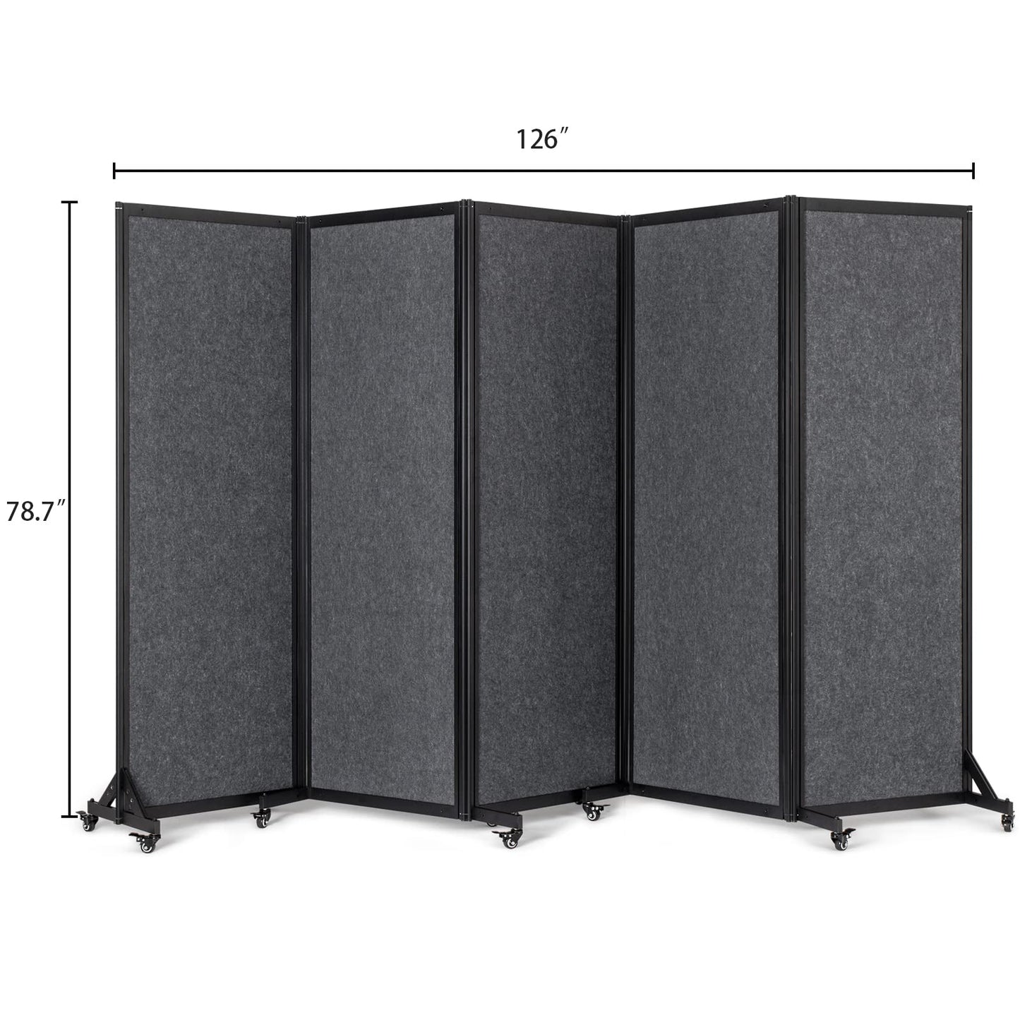 Strongbird Office Divider,Room Partition, Privacy Partition Separator,Portable Commercial Screen Dividers,Classroom School Dividers,10'6"W x 6'7"H,5 Panel,Grey