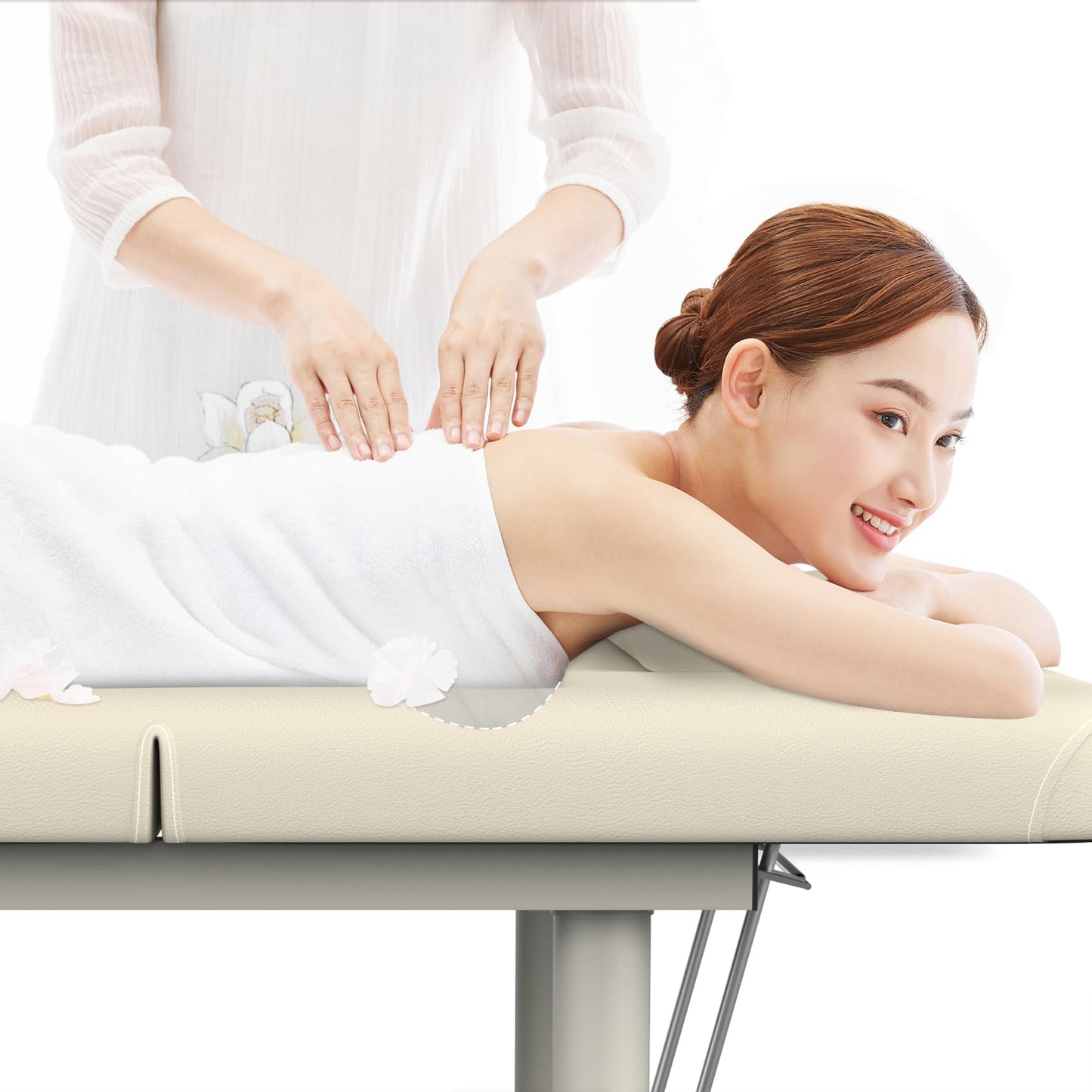 Heavy Duty Professional Stationary Massage Bed Wide Stationary Massage Table with Backrest for Treatment Table Physical Therapy Table Spa Facial Bed, Metal Frame PU Leather (Integral Structure)