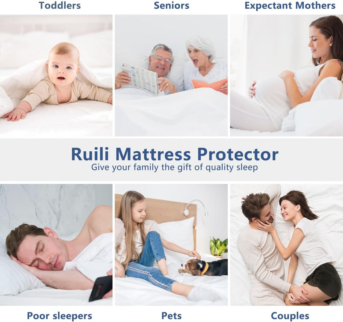 18 Full Size Mattress Protector Waterproof Washable Mattress Padded Cover Fitted Bed Protection Noiseless Plastic Bed