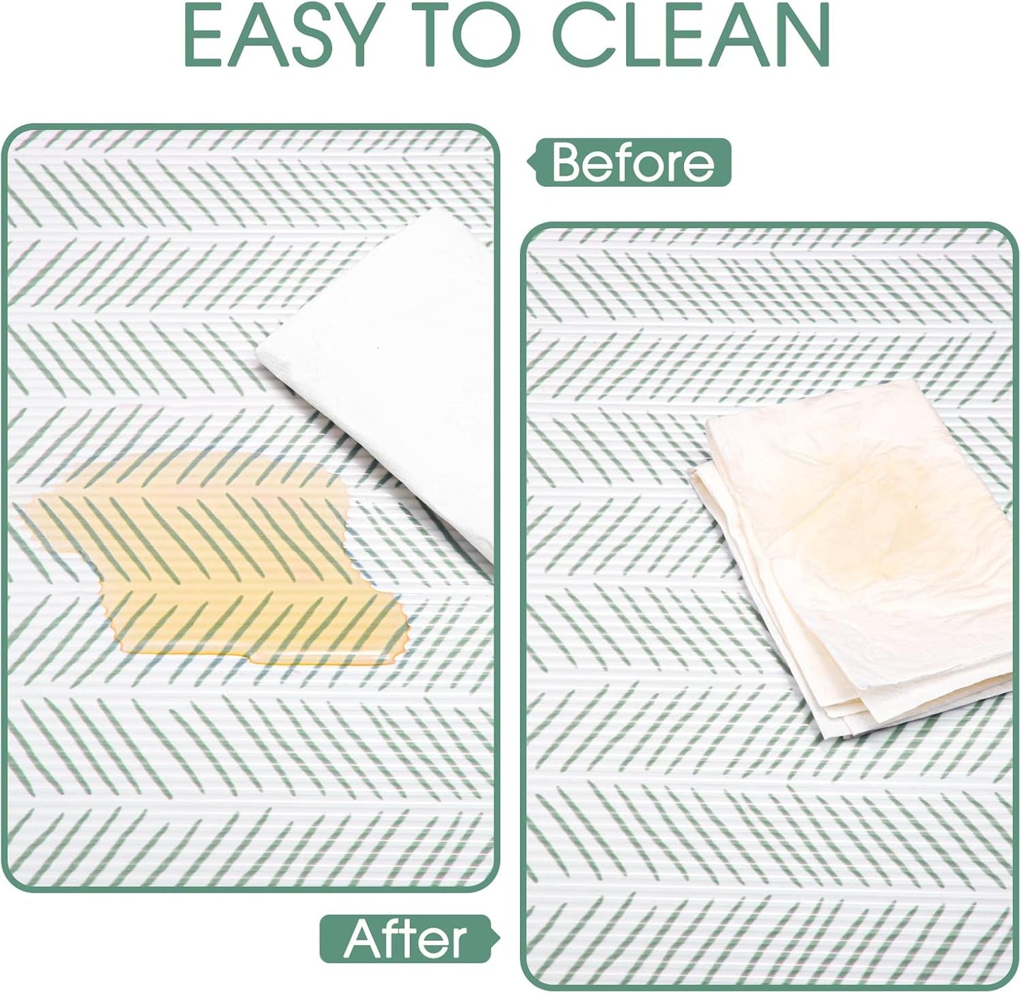 Glotoch Premium Non-Slip Shelf Liner, Waterproof Drawer Liner for Kitchen Cabinets, 12" X240", White and Green