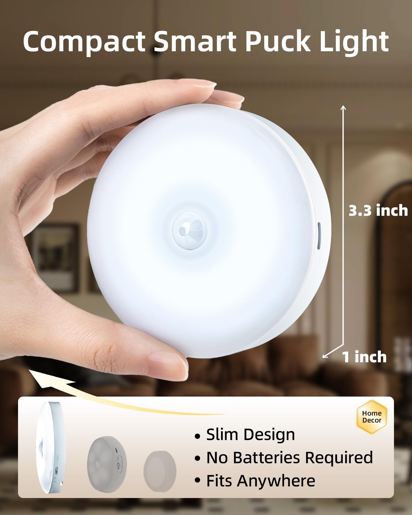 EZVALO Under Cabinet Lighting with Charging Station, 1000mAh Rechargeable Puck Lights with Remote, 3 Color Temps & 12 RGB Closet Lights, Dimmable Motion Sensor Lights for Shelf, Kitchen (6 Packs)