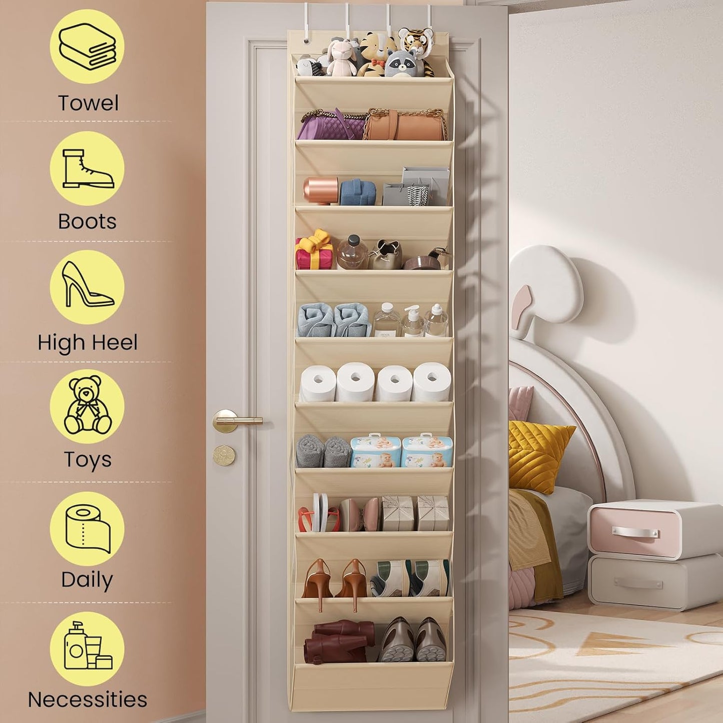 20-25 Closet 10-Tier Pairs Over the Door Shoe Organizer, Clear Pockets Shoe Rack for Door, Hanging Shoe Rack for Boots
