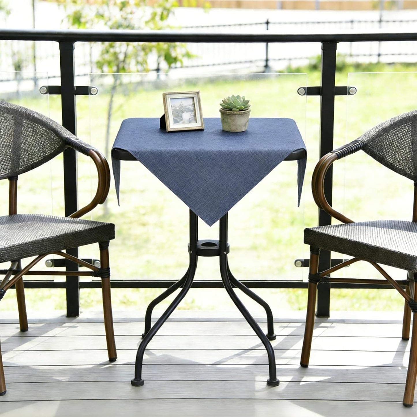 24 24 Inch Wolkemer Farmhouse Faux Linen Square Tablecloth x - Water Resistant Table Cloth Washable Wipeable Table