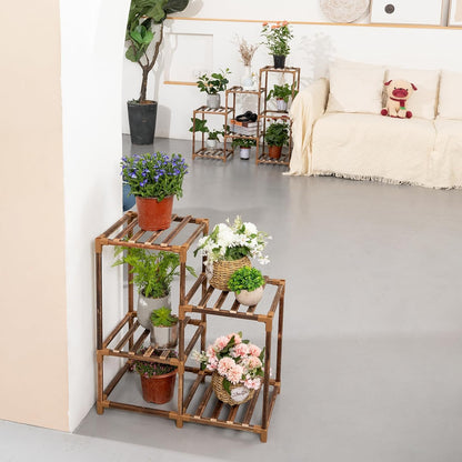 5 10 Uneedem Wood Plant Stand Indoor Outdoor Corner Plant Shelf Stand, Tiered Potted Flower Plant Stands for Indoor