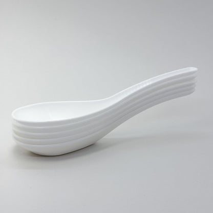5 Pcs Reusable Plastic Chinese Soup Spoon for Ramen, Soup, Fried Rice, Heat Resistant, Unbreakable