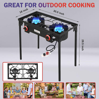 Vivicreate High Pressure Propane Gas Outdoor Camping BBQ Grill Stove Burner Estufas de Gas para Cocinar Afuera Es gas propano Regulator 20 PSIG