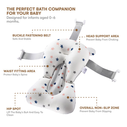 Baby Bath Tub Seat Cushion - Baby Sink Bath Cushion - Bathing Seat Support, Infant or Newborn Bath Pillow Support Mat - Comfort Bathtub Safety Seat Pad - Floating Tub Pillow for Babies or Infants
