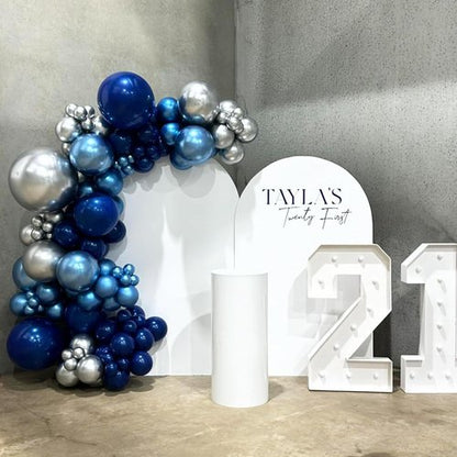 Blue & Silver Balloons by [Brand Name] - 60 Pcs Metallic Confetti Helium Latex for Parties & Celebrations