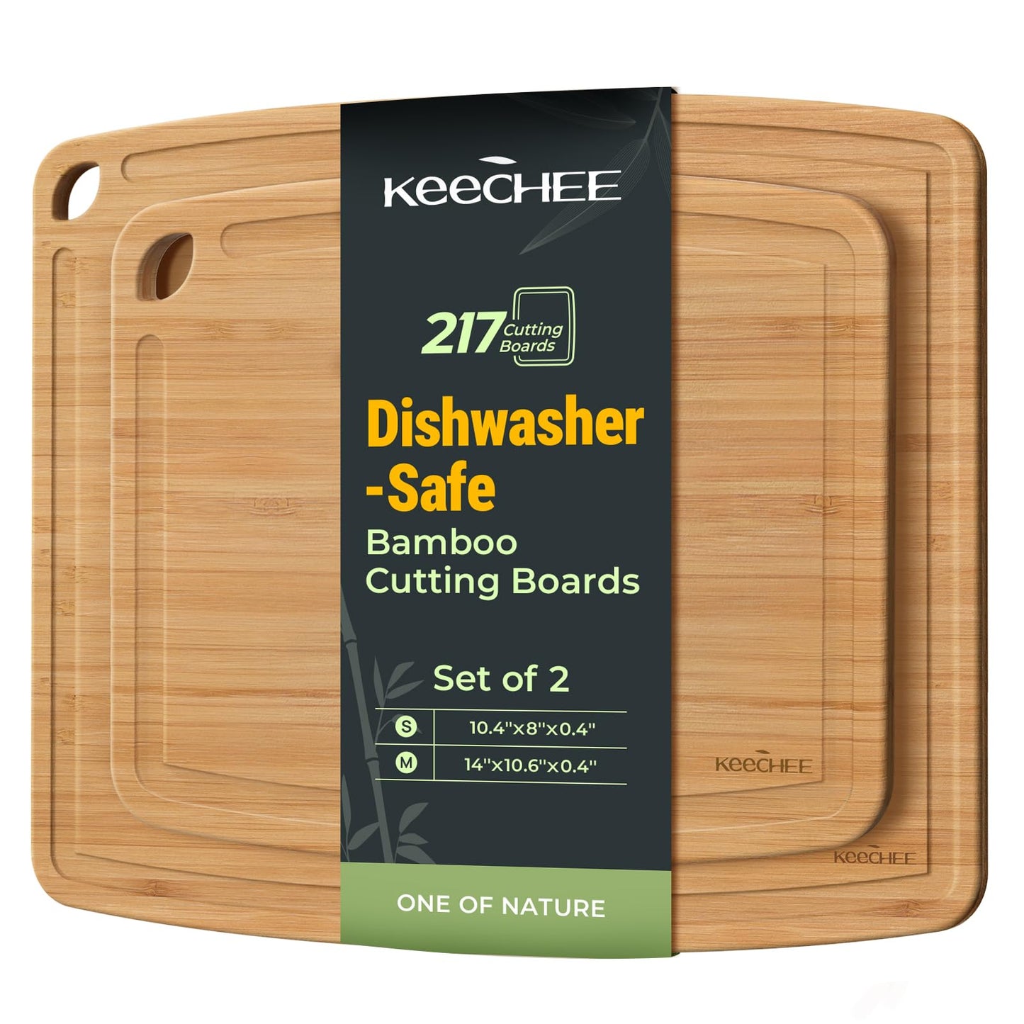 Dishwasher Safe Bamboo Cutting Boards Durable Lightweight Wood Cutting Board for Busy Kitchen, Easy Clean Wooden Chopping Boards with Juice Groove Set of 3 (L+M+S)