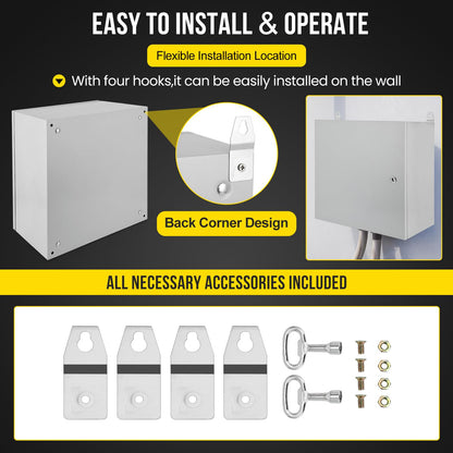 24x24x12 Inch NEMA 4X Industrial Steel Electrical Enclosure, Waterproof & Dustproof Outdoor Junction Box with Hinged Lockable Door and Mounting Plate for Commercial & Residential Circuit Protection