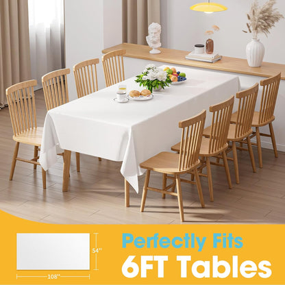 Niuara White Plastic Tablecloth - 16 Pack 54" x 108" Waterproof Disposable Covers for 6FT Tables | Perfect for Parties & Gatherings