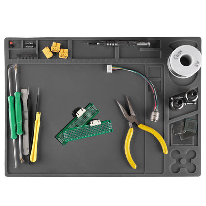 WEP M160 Silicone Soldering Mat 13.7x9.9 inches Heat-resistant with 5 Function Zones, Soldering Mat for, electronics repair, DIY Projects