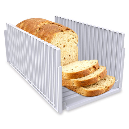 Bread Slicer for Homemade Bread,Adjustable Thickness Slicing Guide,Foldable Portable Bread Cutter Suitability for Homemade Breads, Bagel,Cakes-Kitchen Gadget,Baking Tool &Gift for Mother Father(white)