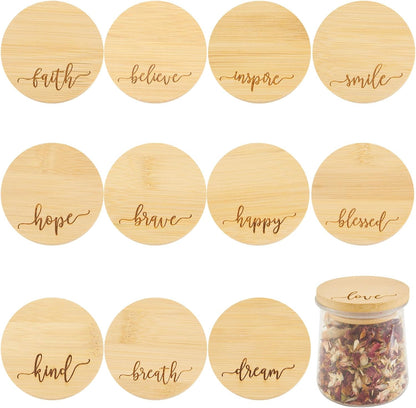 12 Set Tessco for you Pieces Yogurt Jar Lids Inspirational Yogurt Bamboo Lids with Silicone Sealing Compatible with Oui