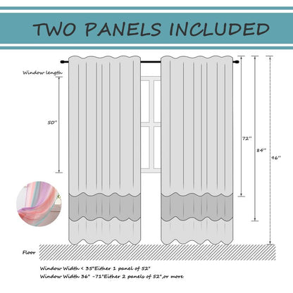Yancorp Sheer Curtain 2 Panels Semi Bedroom Curtains 63 inches Length Linen Ombre Curtains Rod Pocket Drapes Girls Living Room Mermaid Bedroom Nursery Kids Window Decor(Green Pink Purple, 52"x63")