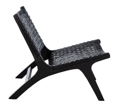 Safavieh Home Luna Black and Black Leather Woven Accent Chair