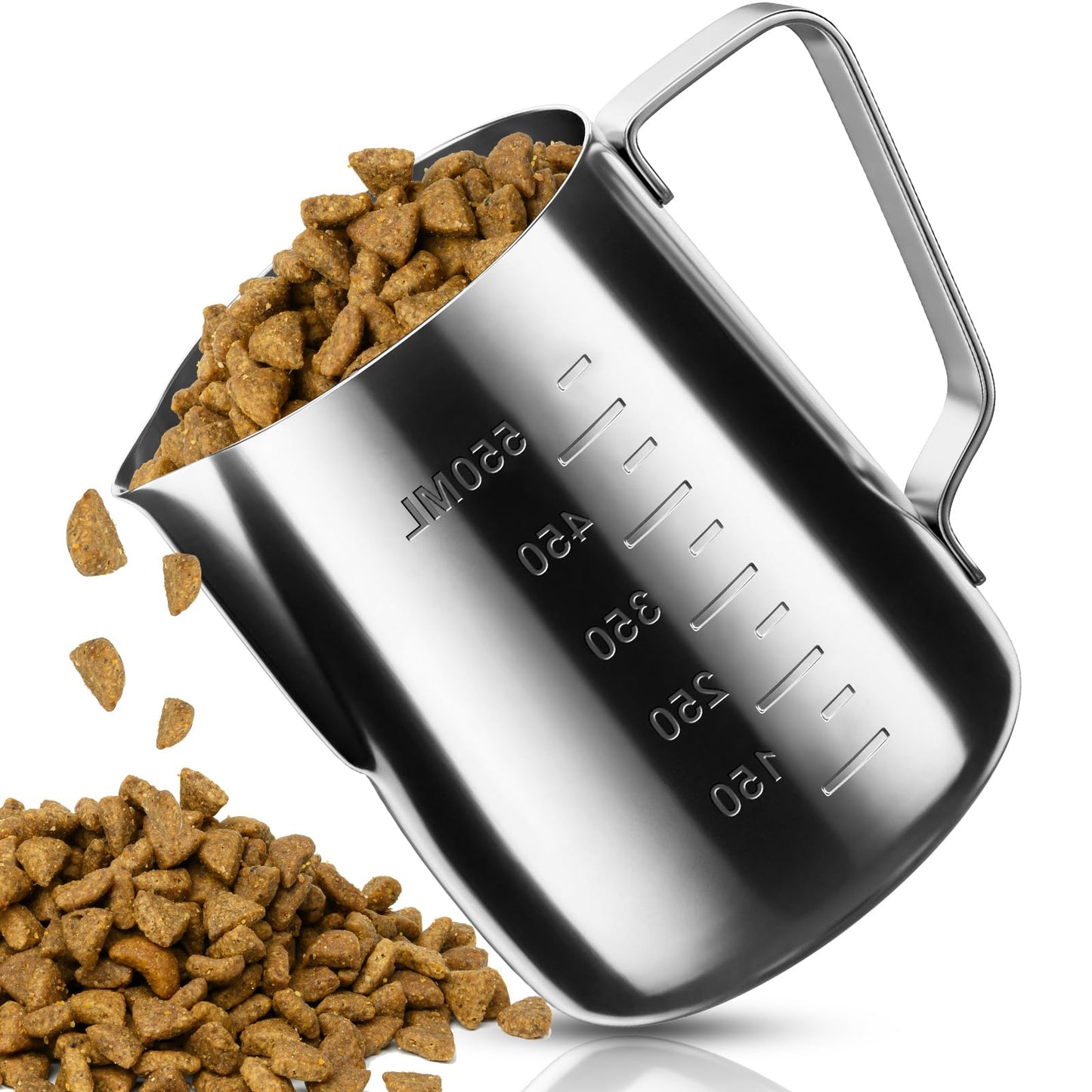 Ashmacdo 2.5 Cup Dog Food Scoop Stainless Steel Dog Food Measuring Cups Pet Food Scoop with Precision Scale Measurements for Dogs,Cats or Bird Foods, Injection Molded and Dishwasher Safe (2.5 CUP)