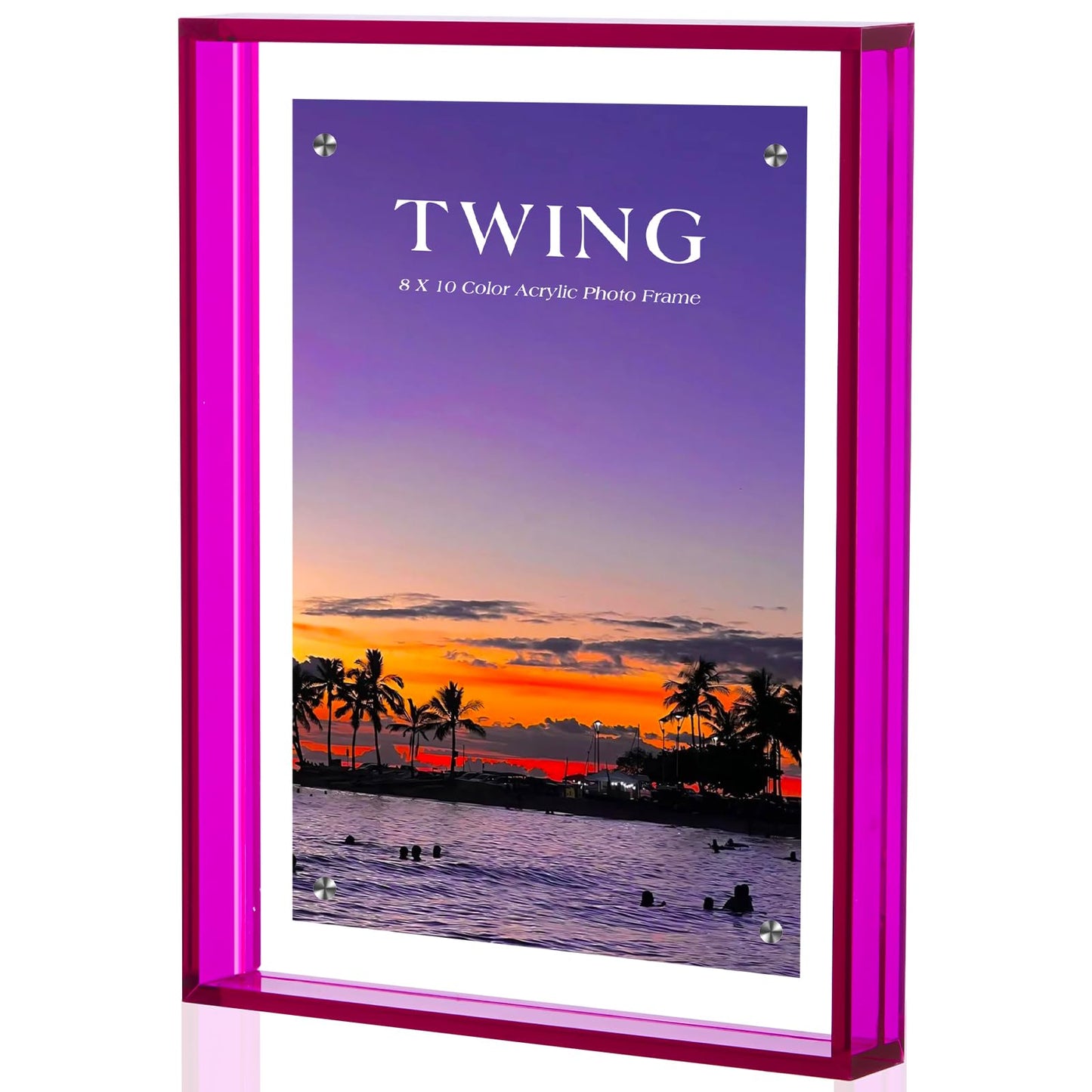 TWING 8x10 Picture Frame, Acrylic Photo Frame Self Standing Magnetic Color Floating Picture Frame Use as 8x10, 8x8, 6x8-Horizontal and Vertical Formats for Wall and Tabletop Display, Purple, 1 Pack