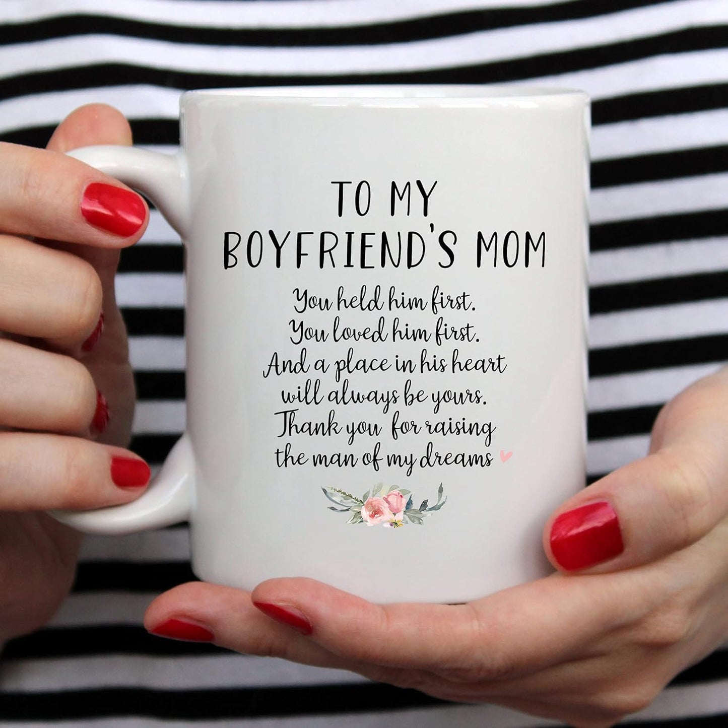 YouNique Designs To My Boyfriends Mom Mug, 11 Ounces, Boyfriend Mom Coffee Mug from Girlfriend (White)