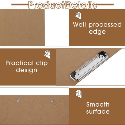 13'' x 17'' Clipboards, 4 PCS A3 Double Clip Hardboard Extra Large Clipboardes, Clipboards Low Profile Clip Art Clipboard Wood Material Drawing Clipboard