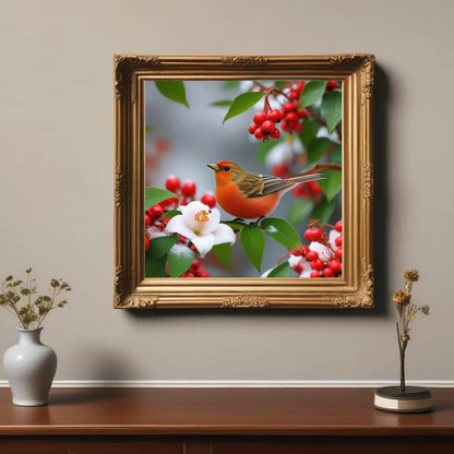 Lvmuu Large Bird Diamond Art Kits for Adults, 5D DIY Flowers Full Round Drill Spring Diamonds Painting for Beginners Gem Art Paint By Number Art Crafts Home Wall Decor 16x16inches
