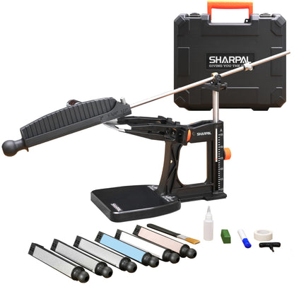 SHARPAL 202H Precision Knife Sharpening System–Adjustable Angle 10–35° Knife Sharpener Kit with 7 Abrasives (Diamond 220/325/600/1000, Whetstone 3000/6000, Leather Strop), Premium Fathers Day Gift