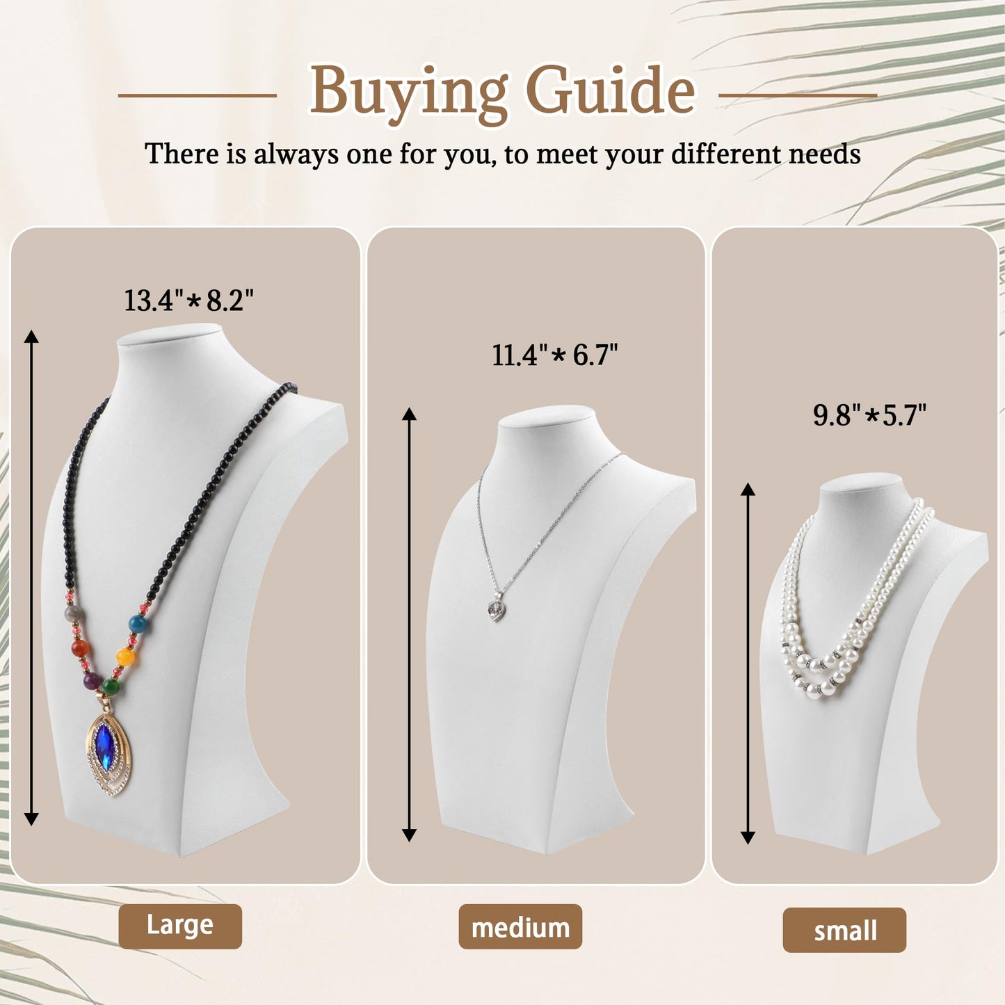Homeanda Necklace Display Bust - PU Leather Jewelry Bust Stand for Photography, Boutique Display, and Home Organisation(White-11.4"x6.7")