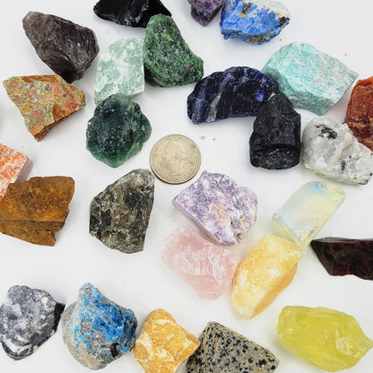 30Pcs Rock & Mineral Collection Kit Natural Rocks for Tumbling Polishing Gemstone Raw Crystals Rough Stones for Wicca & Reiki