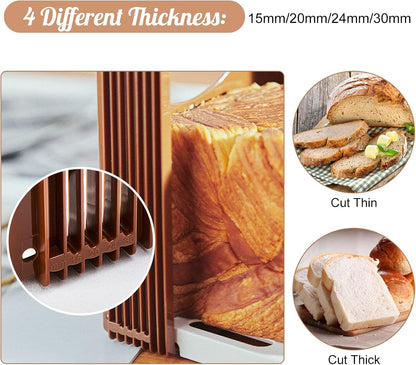 Zerodis Bread Slicer, Foldable Kitchen Tools with 4 Thickness for Homemade Bread