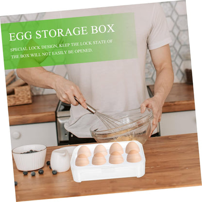 8 Box Fridge Egg Keeper Holder Mini Condiment Bottles, Egg Organizer for Refrigerator, Egg Carrier, White