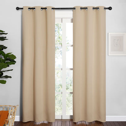 NICETOWN Room Darkening Curtains - Thermal Insulated Grommet Draperies for Bedroom | Biscotti Beige, 2 Panels, W34 x L84-Inch