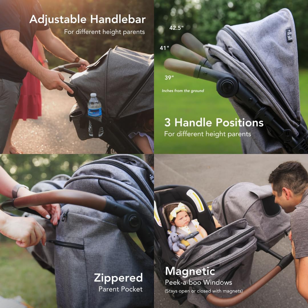 Strolee Lightweight Double Side by Side Stroller - 22 Lbs, 9.5" Compact Fold, Twin Nap Ready Seating, No Rethread Harness, Magnetic Buckle & Ultra Plush Seat 60Lb Max Per Seat- (v2 Sage)