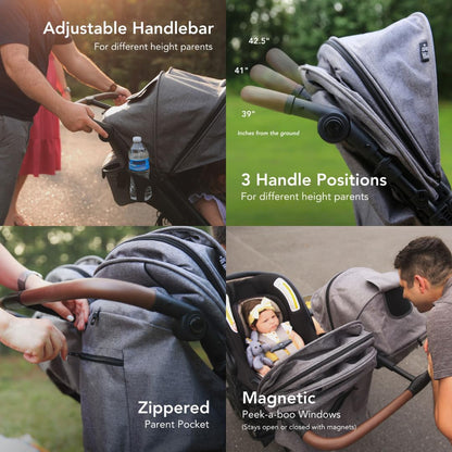Strolee Lightweight Double Side by Side Stroller - 22 Lbs, 9.5" Compact Fold, Twin Nap Ready Seating, No Rethread Harness, Magnetic Buckle & Ultra Plush Seat 60Lb Max Per Seat- (v2 Sage)