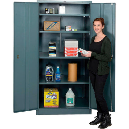 Global Industrial Storage Cabinet with Locking Turn Handle, 4 Height Adjustable Shelves, Steel Construction, 36" W x 24" D x 78" H, Tan, Assembly Required