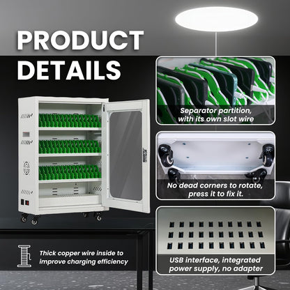 rcqeuiol 50 Device Cell Phone Charging Stations, Mobile Phone Charging Cabinet, Cellphone USB Charging Station Lockers, Rechargeable Cellphone Locker Storage Charging Station (White, 50 Slots)