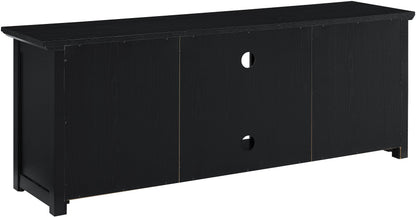 Crosley Furniture Camden Low Profile Fireplace TV Stand for 65+ inch TVs, Entertainment Center with Shelves, Black