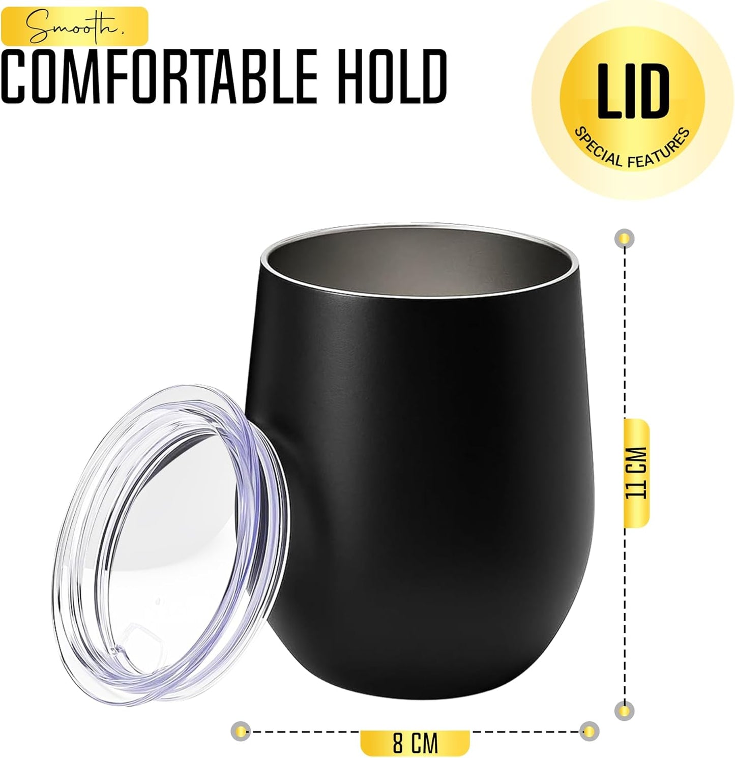 Double-Wall Insulated Whiskey Glass, 12 oz Stemless Nosing Stainless Steel Whisky Glass, Pack of 2