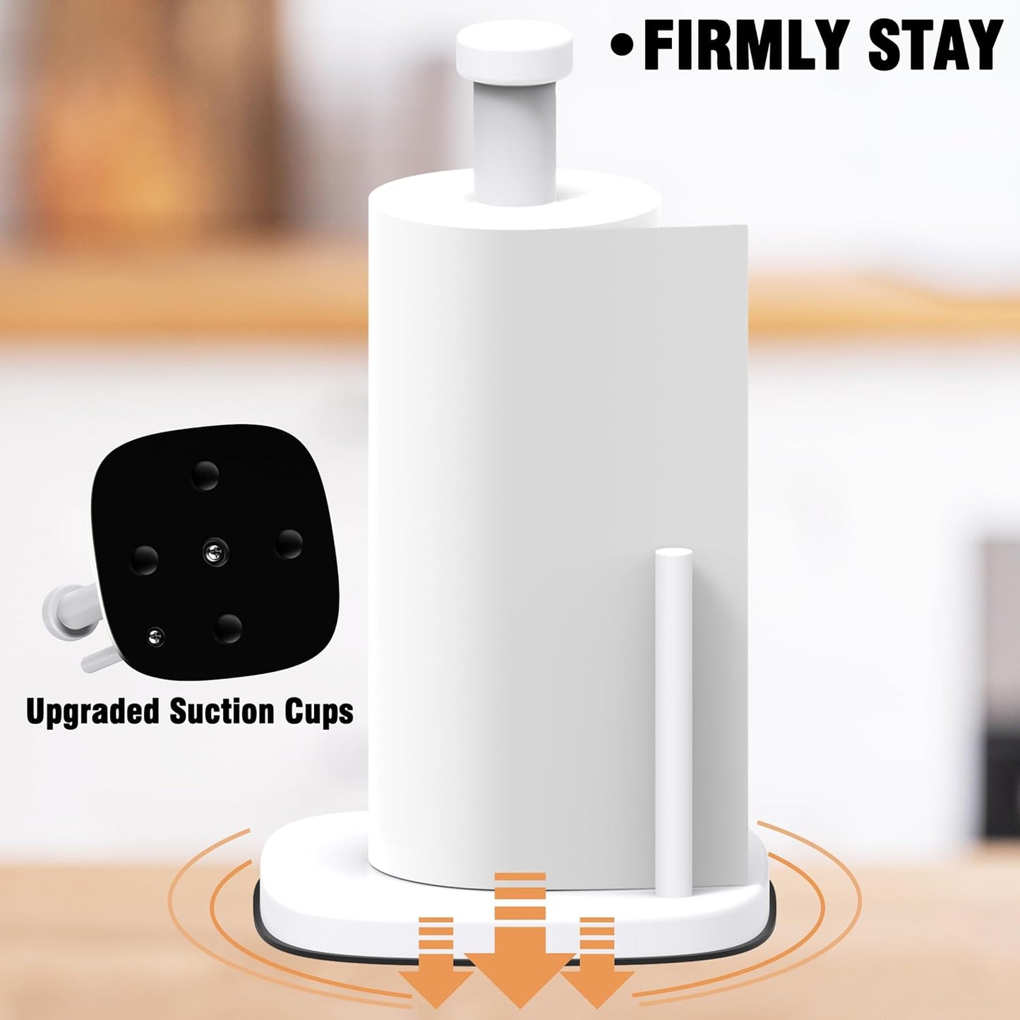 Standing Paper Towel Holder for Countertop, Stainless Steel with Weighted Base and Suction Cups for Kitchen and Bathroom